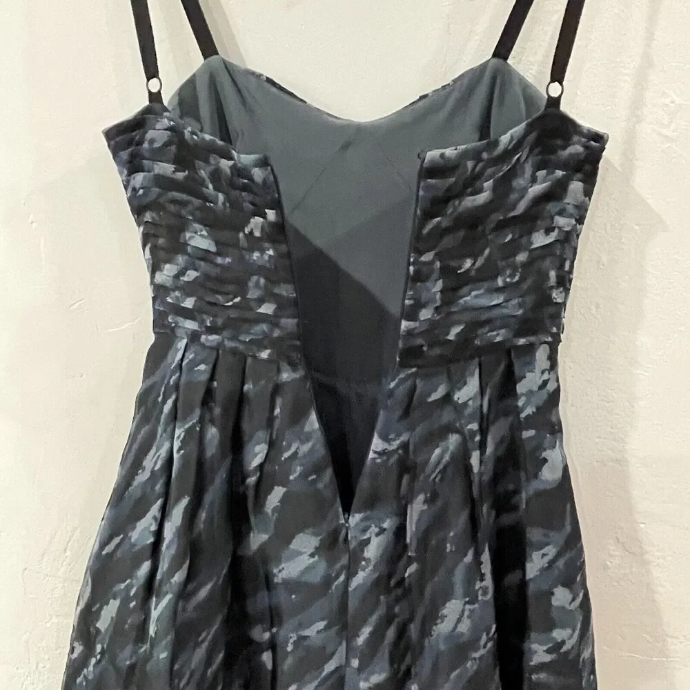 BCBGMaxAzria Silk Camo Mini Dress with Pockets Size XXS Blue Tulle Fit and Flare